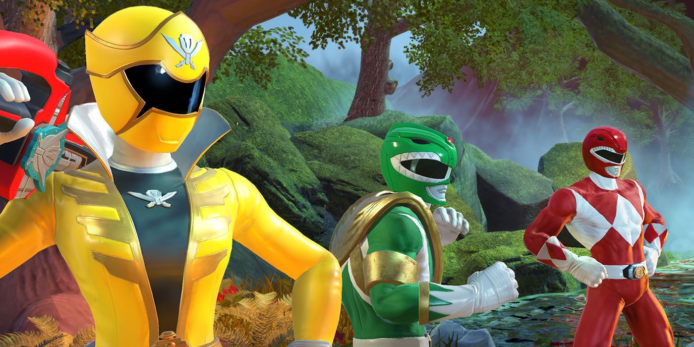 The Yellow, Green and Red ranger prepare to fight in Battle For the Grid