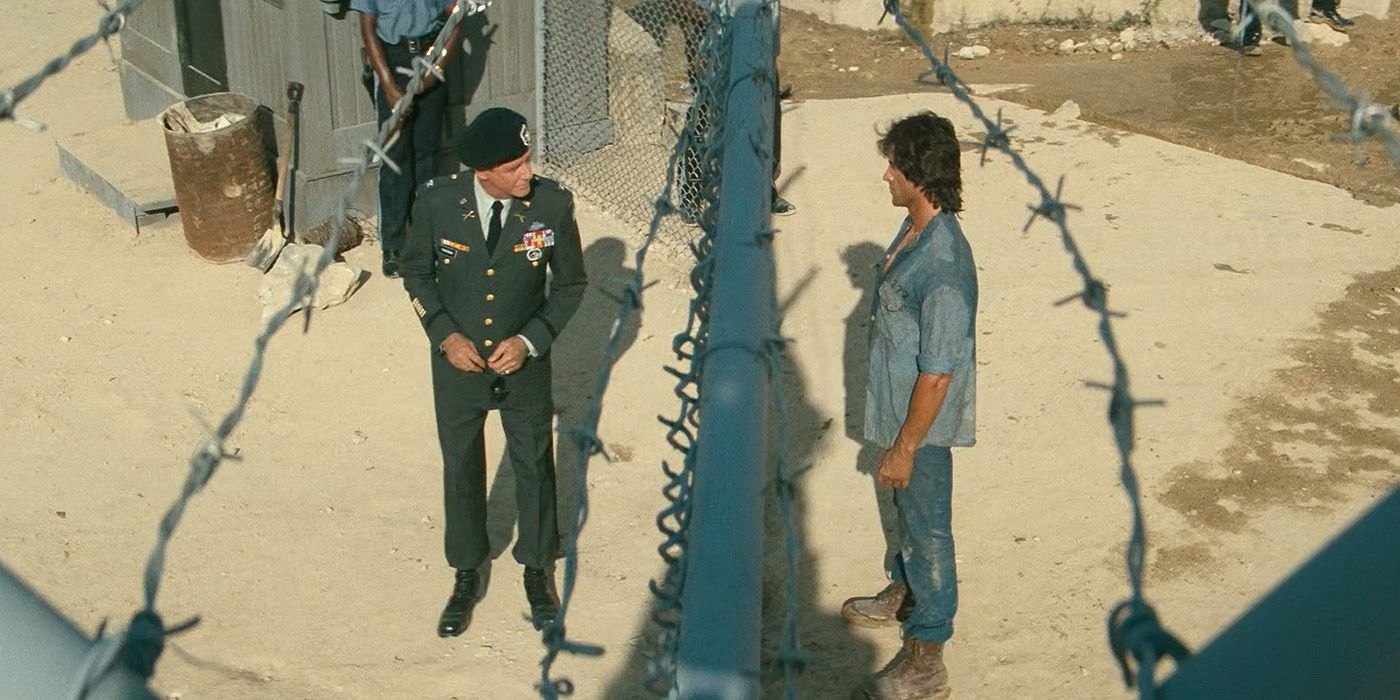 Rambo talks to Trautman in First Blood Part II