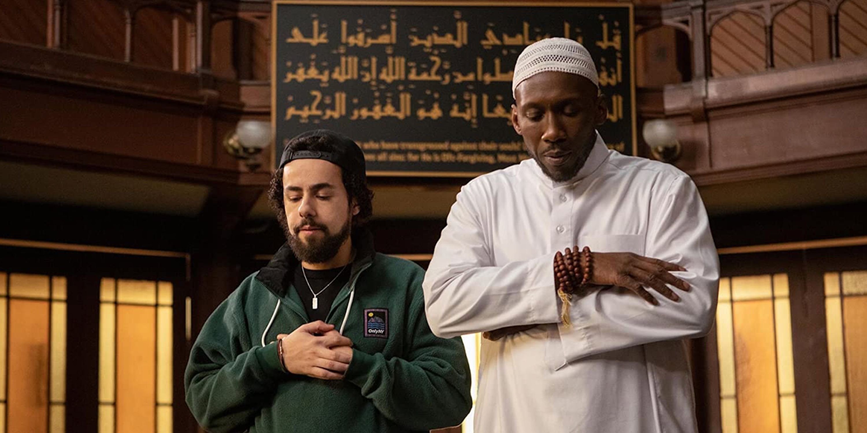 Ramy Youssef and Mahershala Ali praying together in Ramy Season 2 on Hulu