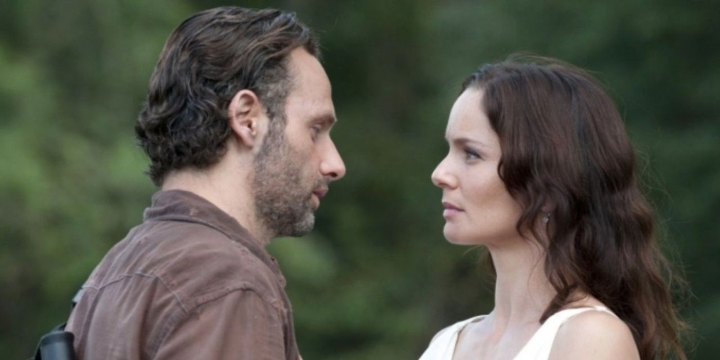 Rick e Lori Grimes conversando em The Walking Dead