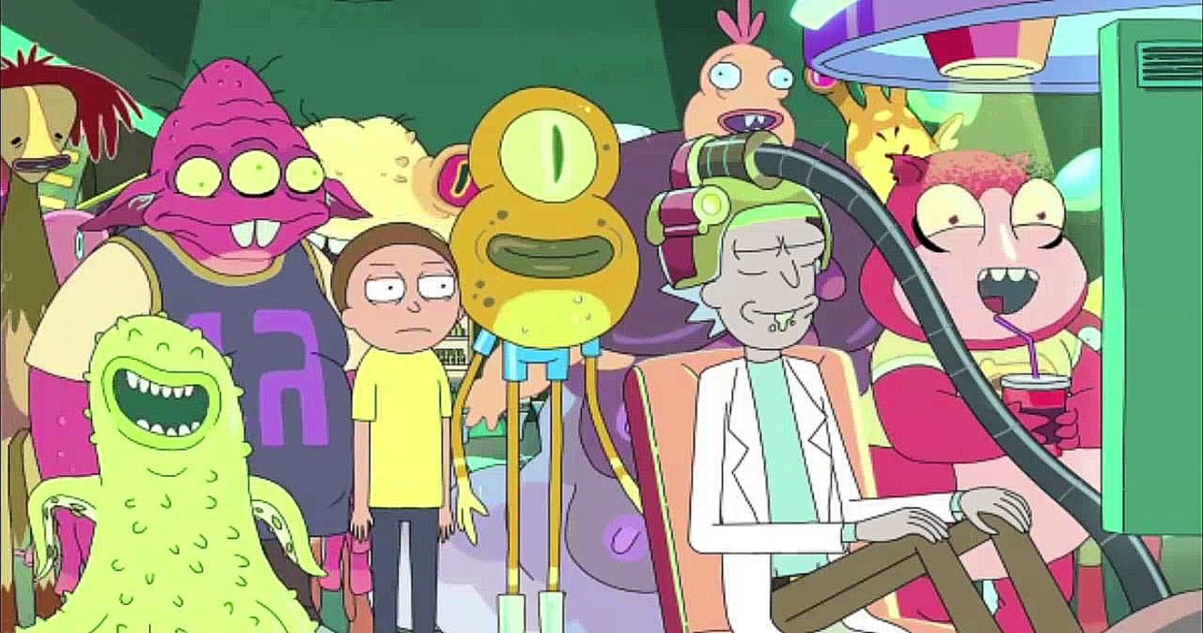 Rick and Morty in the Blips and Chitz planet