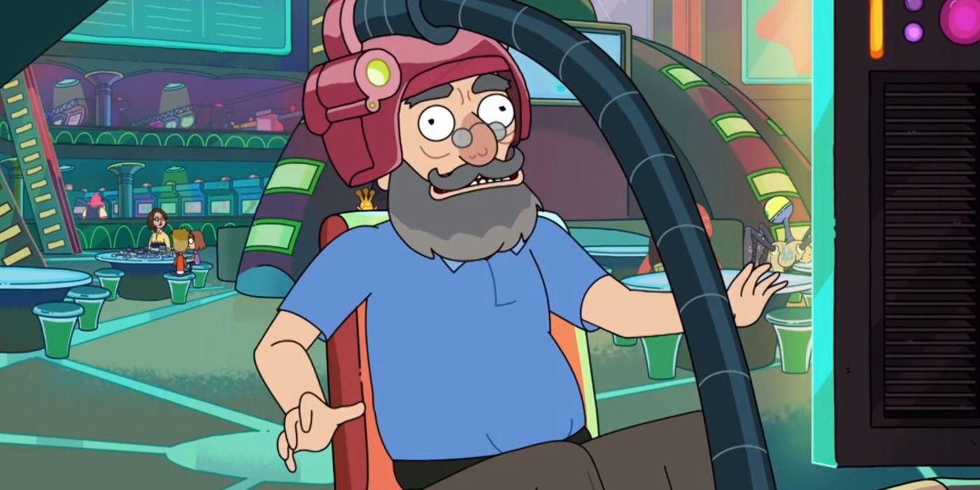 A man is trapped in an arcade game machine in Rick and Morty.