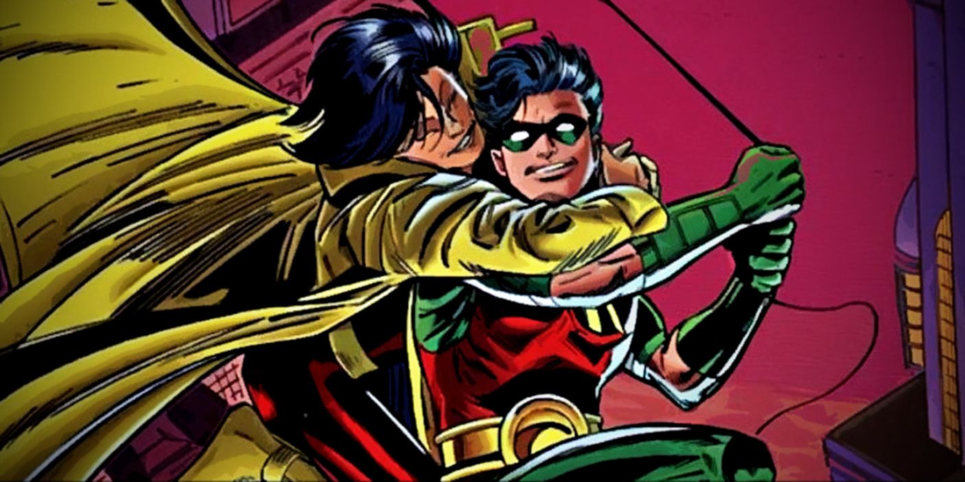 Robin and Jubilee swing through the air together in a crossover comic.