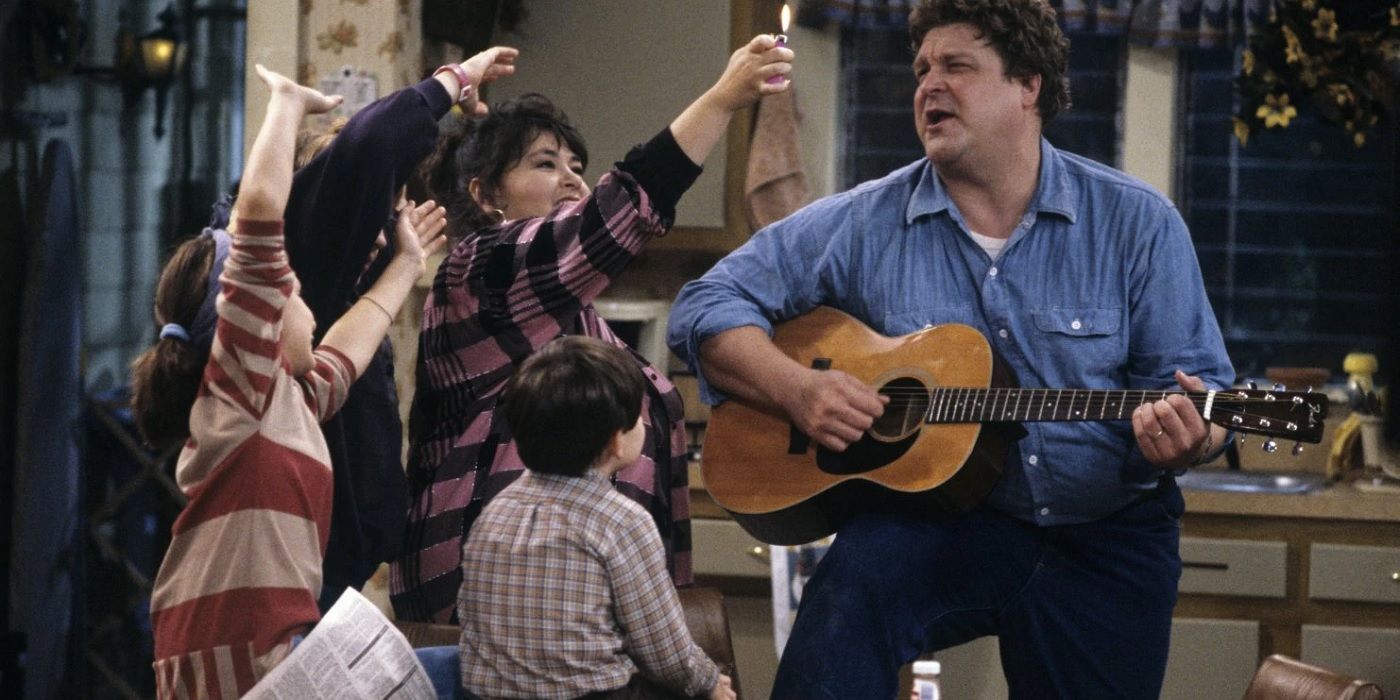 John Goodman as Dan singing for the family on Roseanne