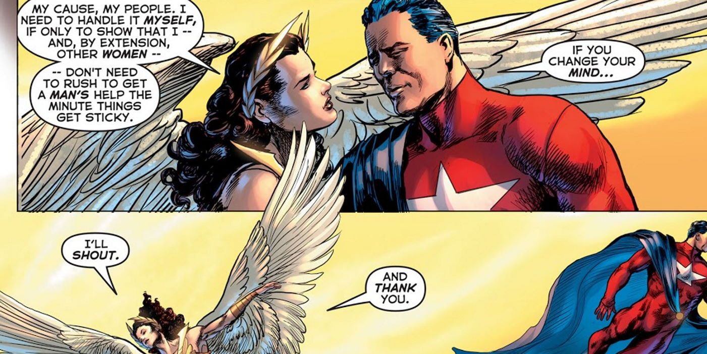 Samaritan speaks with Winged Victory from Astro City