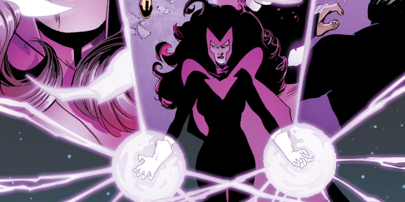 Scarlet Witch using her magical powers from Marvel Comics