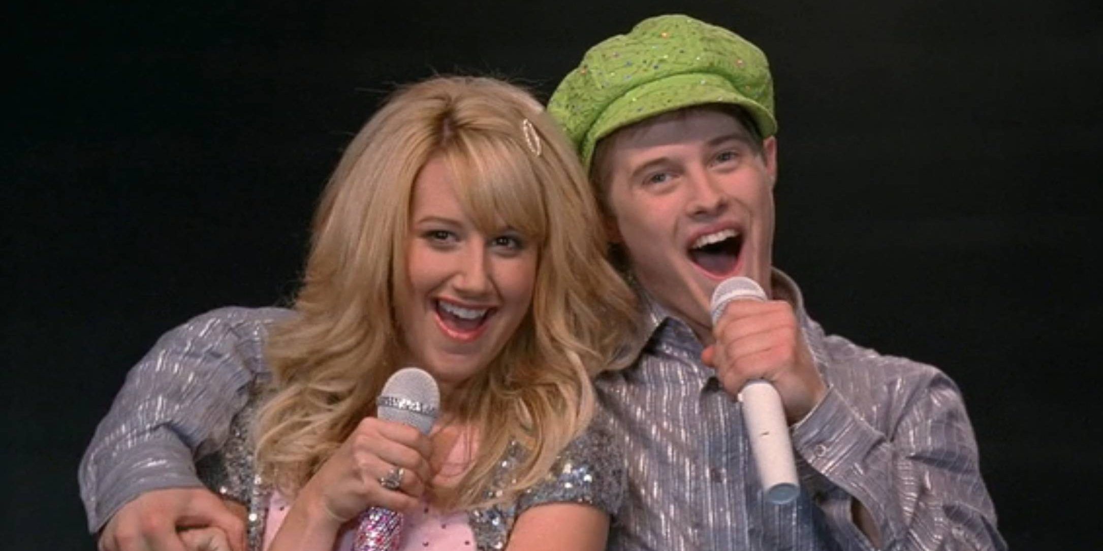 Sharpay and Ryan hold their microphones as they sing What I've Been Looking For in High School Musical