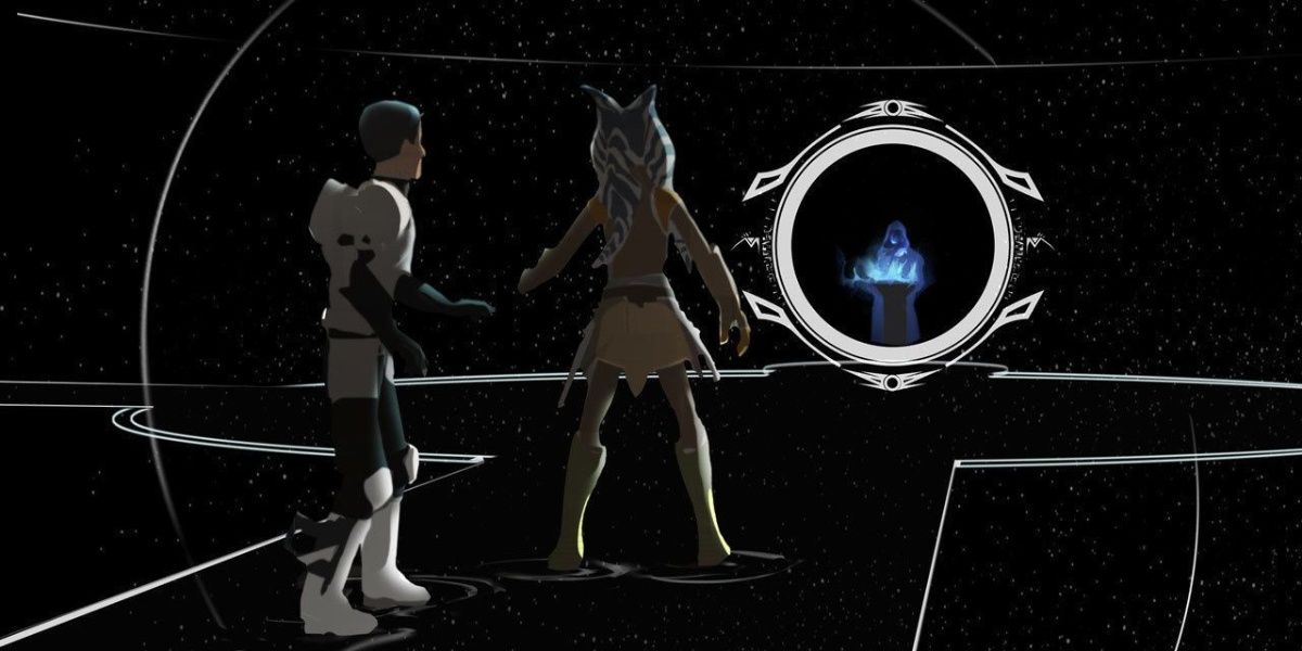 Ezra and Ahsoka try and get away from Palpatine in the world between worlds in Star Wars Rebels