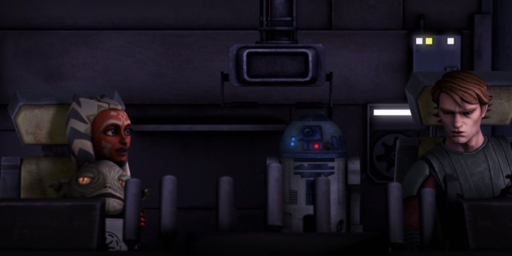 Ahsoka and Anakin with Rotta the Hutt in The Clone Waars movie