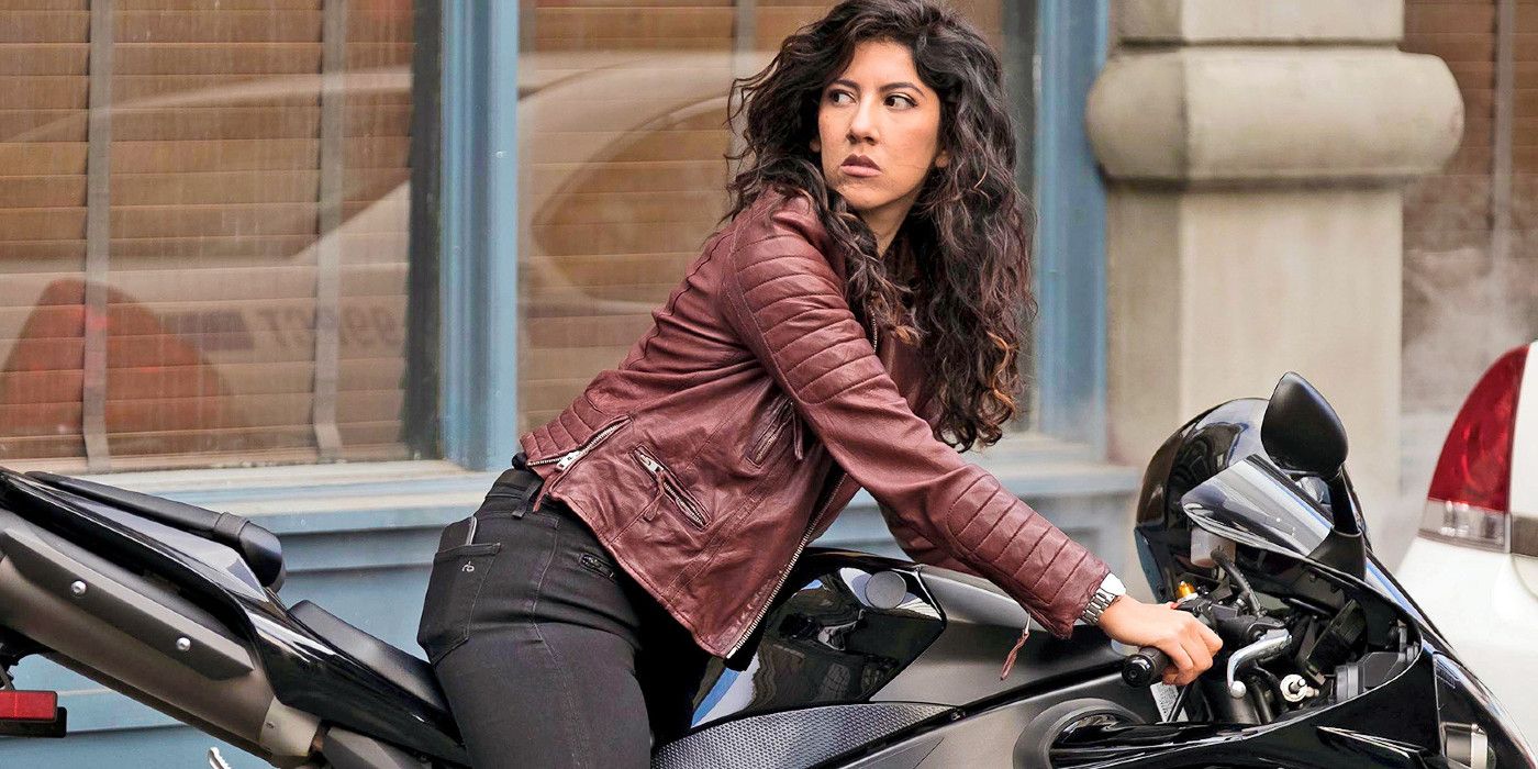 Rosa on a motorbike in Brooklyn Nine Nine