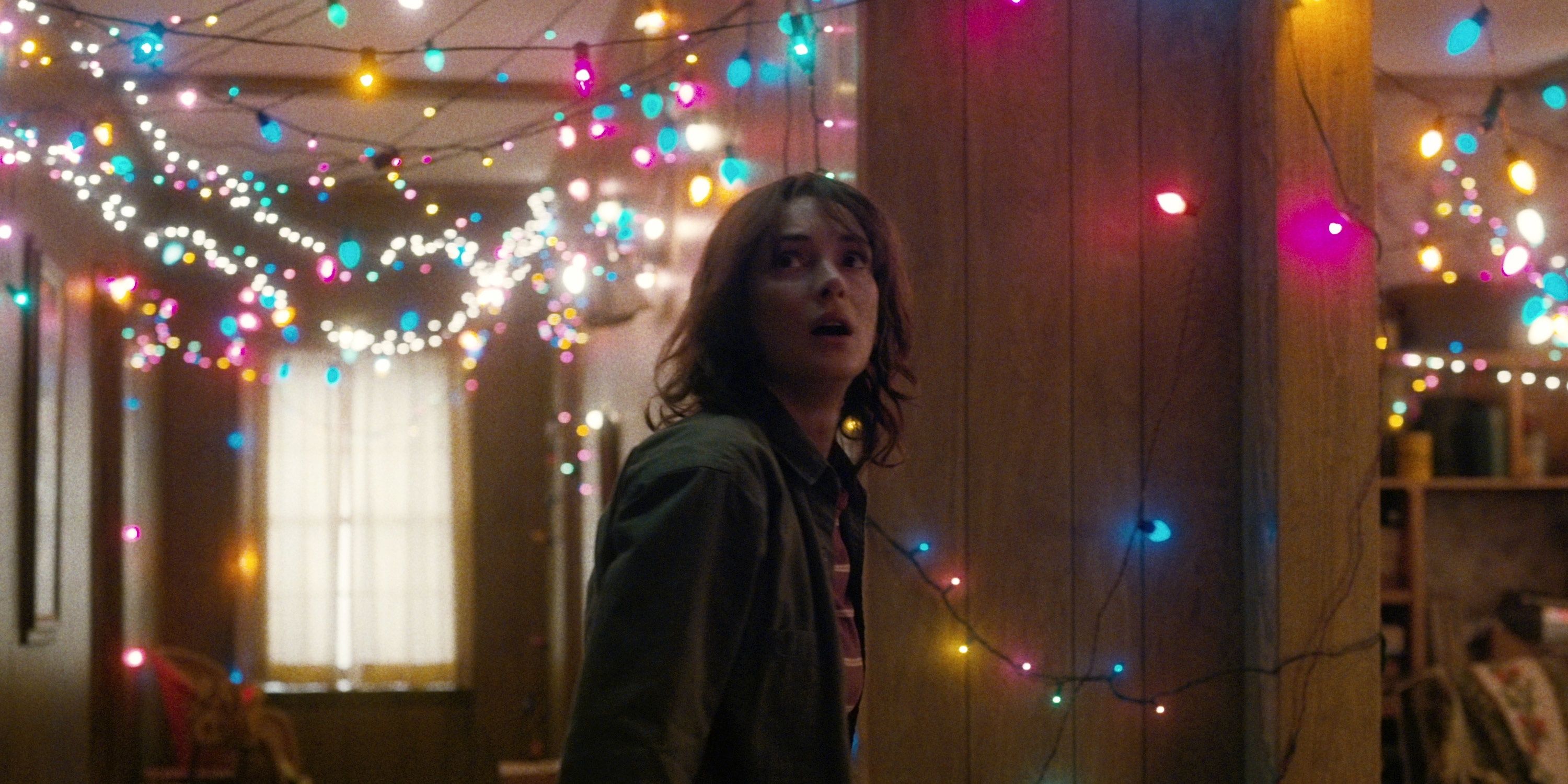 Joyce Byers In Her House Filled With Christmas Lights