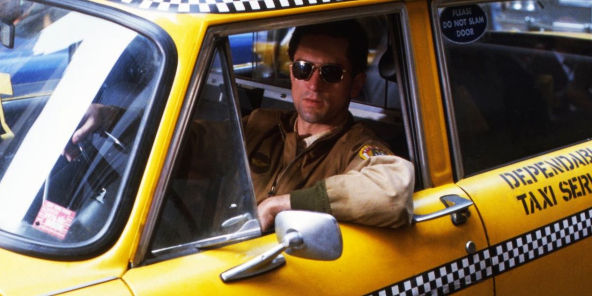 Travis driving his cab in Taxi Driver