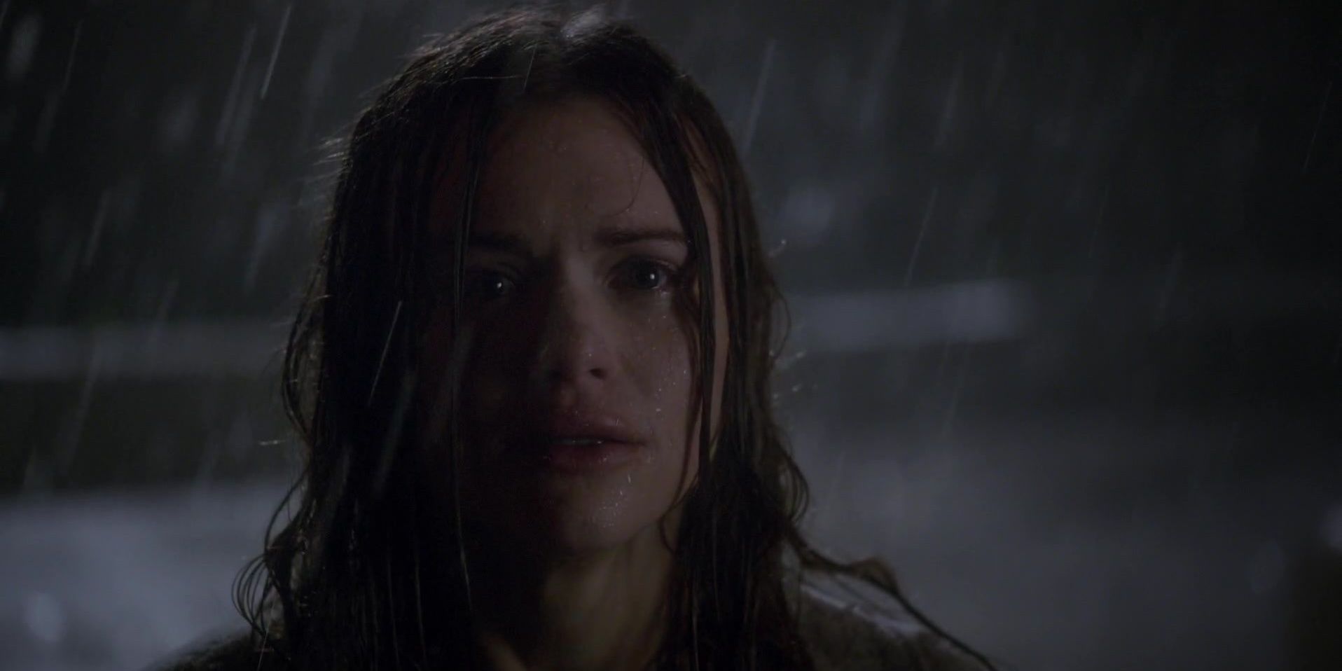 Lydia from Teen Wolf crying in the rain