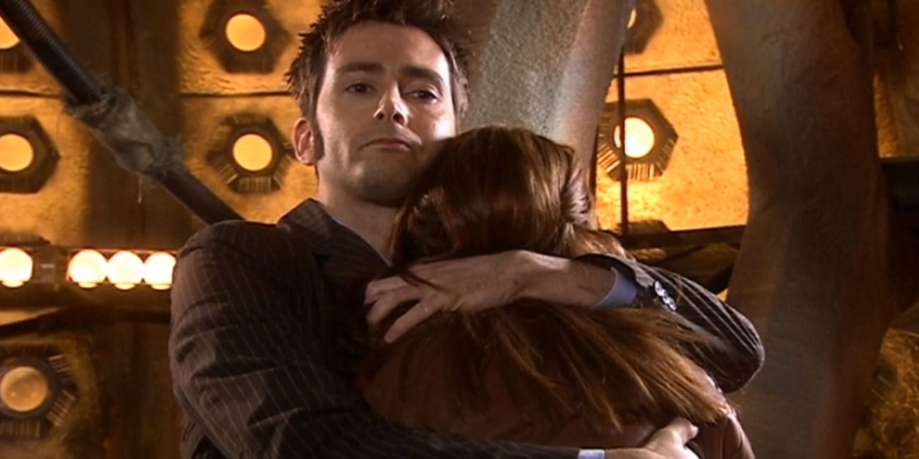 The Tenth Doctor hugging a memory wiped Donna