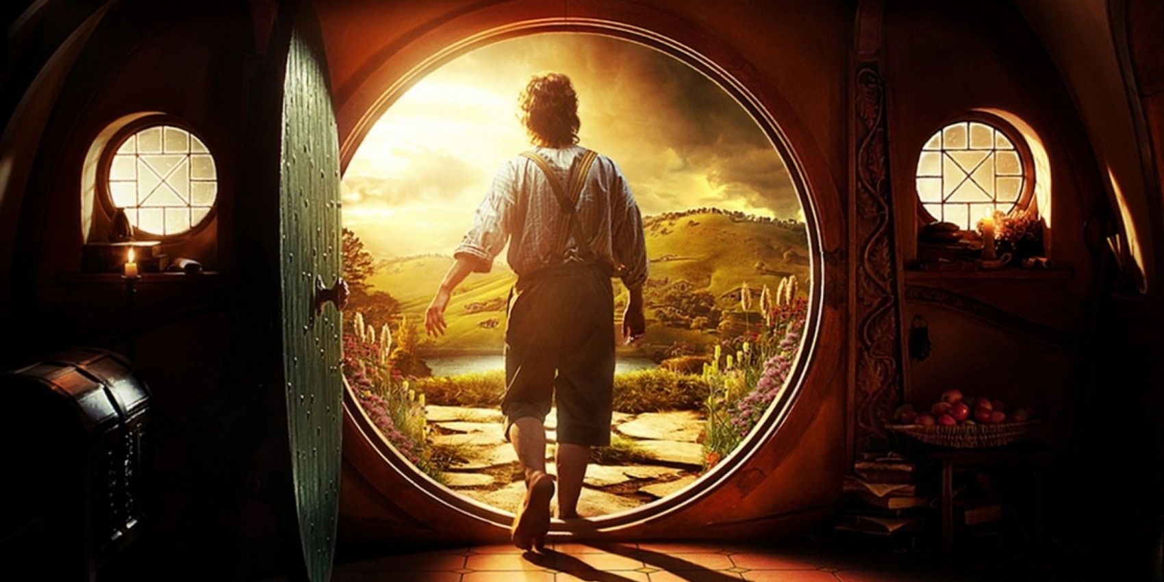 Bilbo saindo de casa em O Hobbit