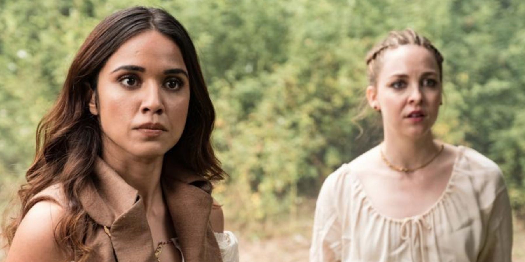 Margo looks mad, and Fen looks upset in The Magicians.