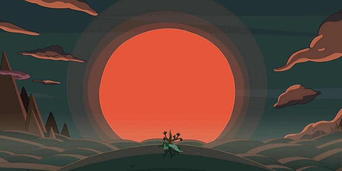 A character lies down in front of a sunset in &quot;The Vault&quot; episode