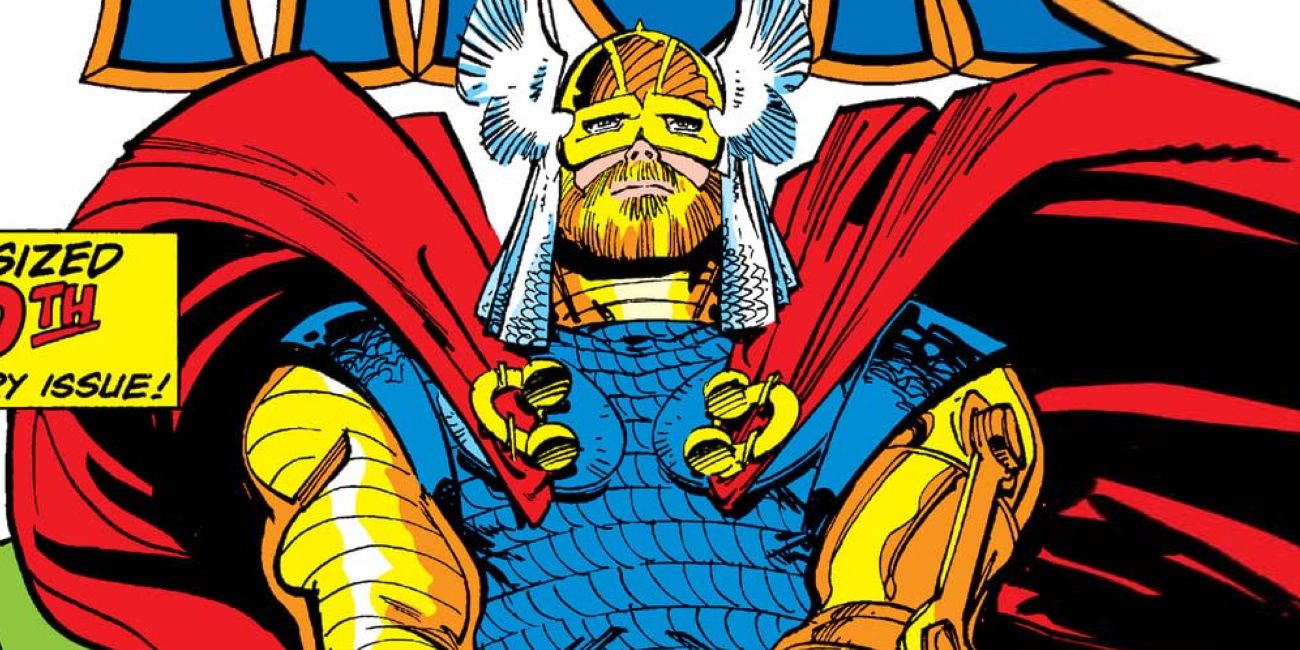Thor in his golden Battle Armor from Marvel Comics.
