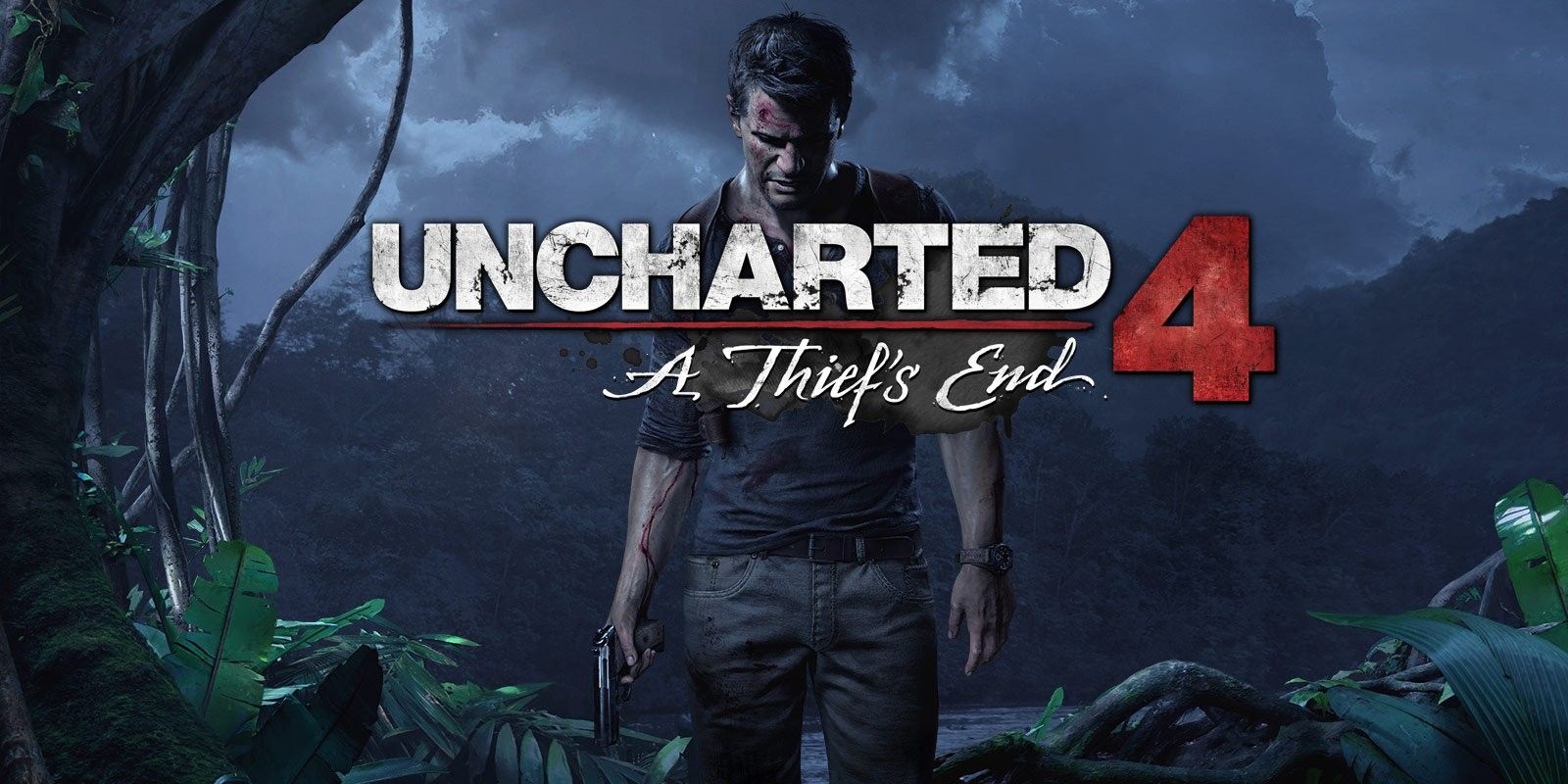 Nathan Drake in the poster for Uncharted 4: A Thief's End