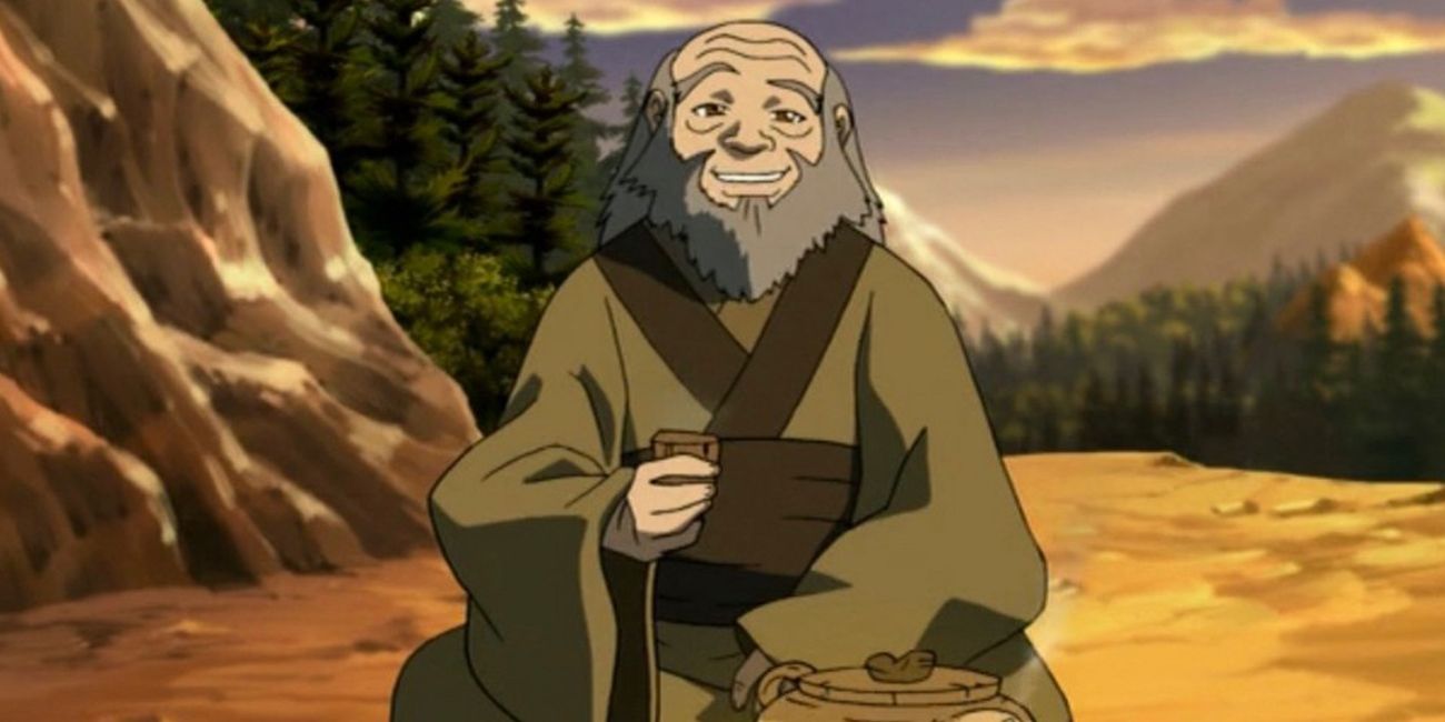 Uncle Iroh with a cup of tea in The Last Airbender