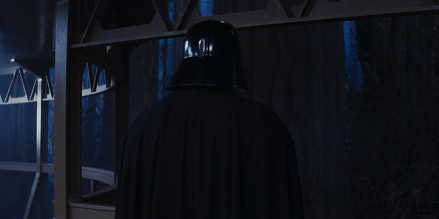 Vader standing near a window in Return of the Jedi