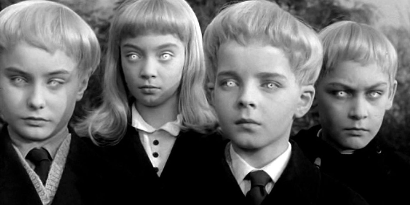 The Blonde Children with glowing eyes in Village Of The Damned