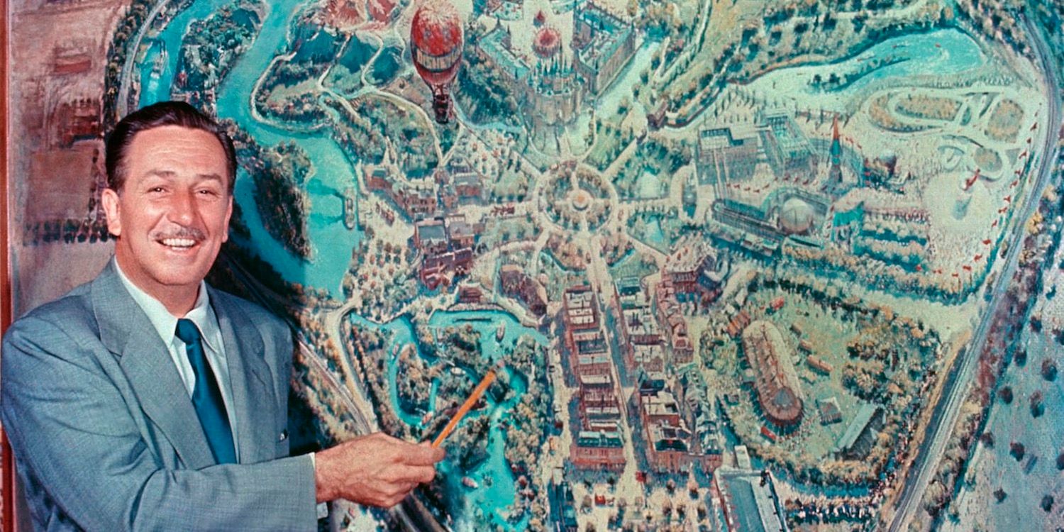 Walt Disney showing the map of The Florida Project