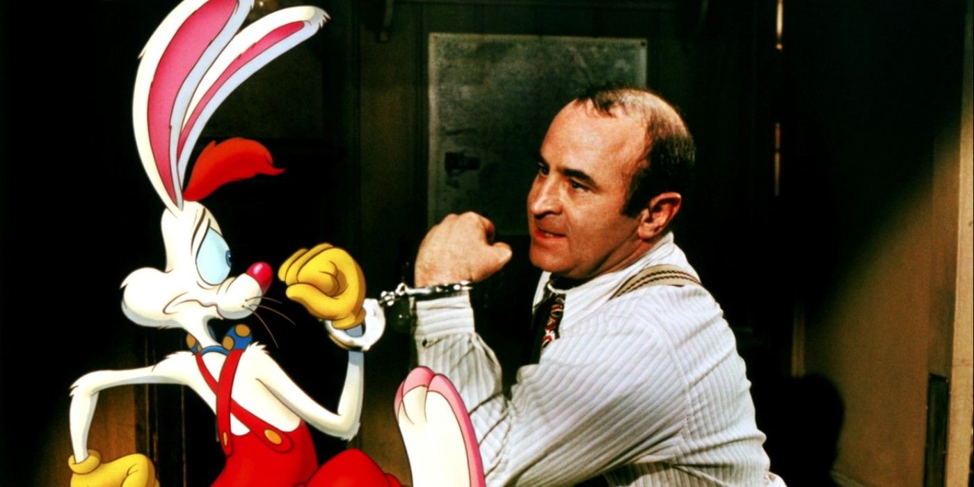 Bob and Roger are handcuffed together in Who Framed Roger Rabbit