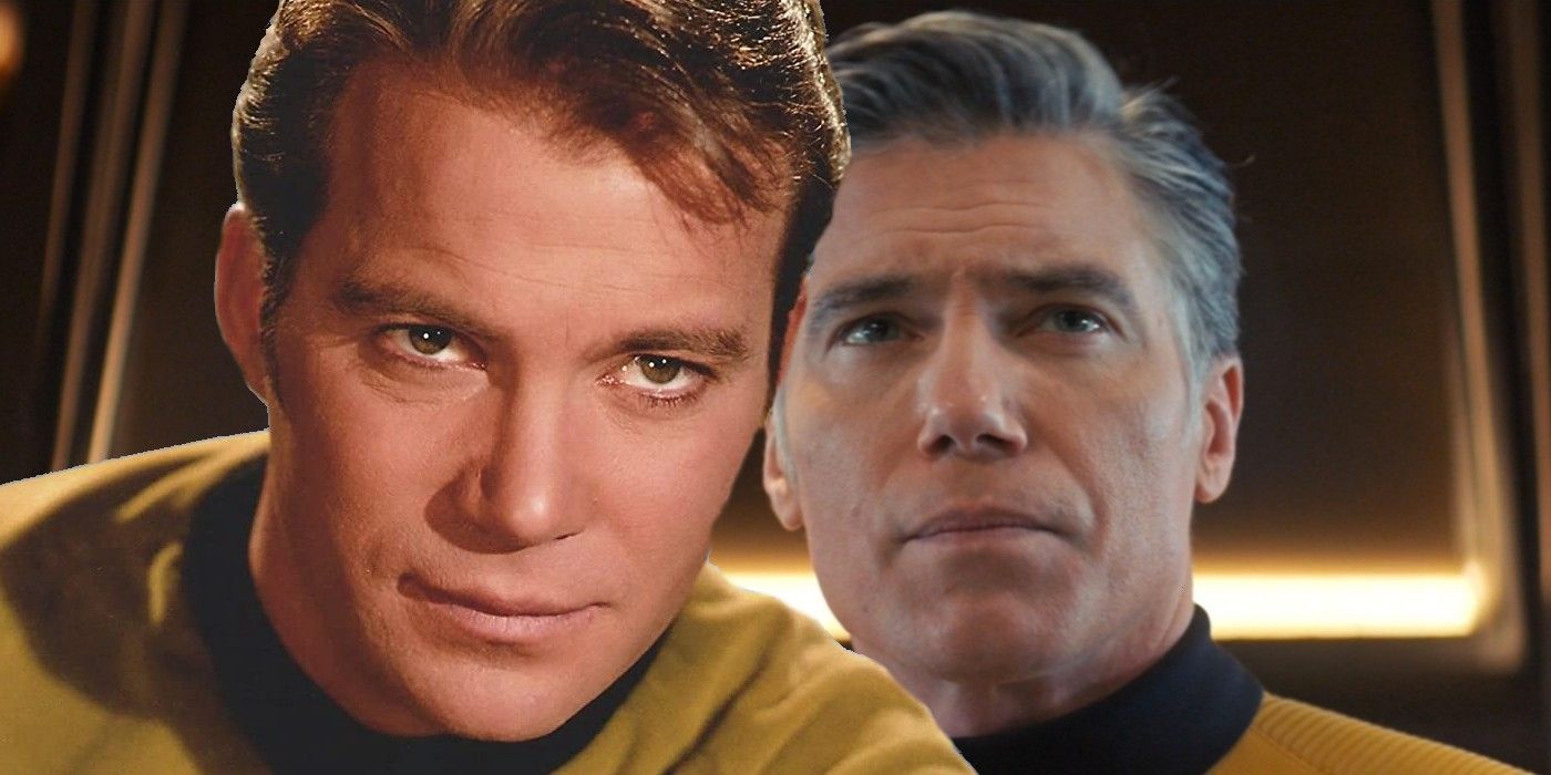 William Shatner as Kirk and Anson Mount as Pike in Star Trek