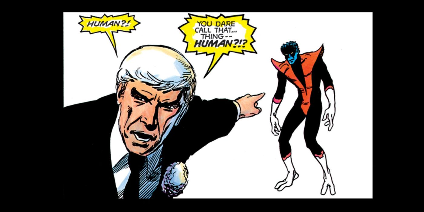 Nightcrawler is singled out in X-Men: God Loves Man Kills graphic novel.