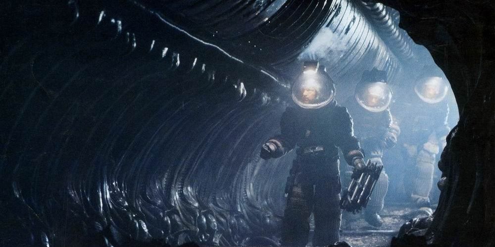 The crew of the Nostromo enter the derelict ship in Alien