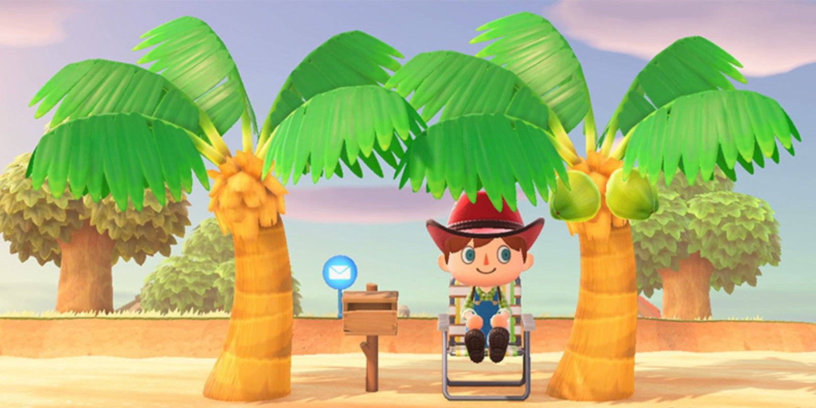 A player sits by the mailbox in Animal Crossing: New Horizons