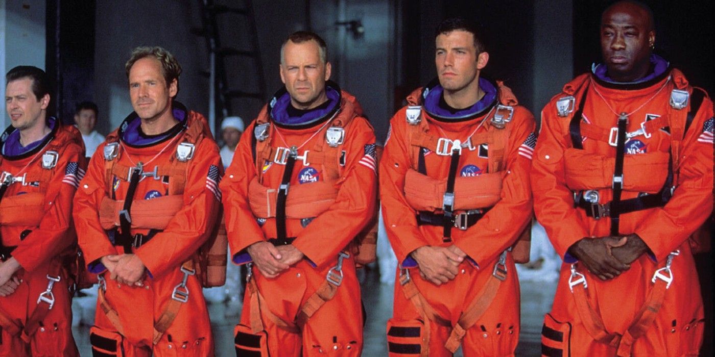 Oil drillers dressed as astronauts in Armageddon