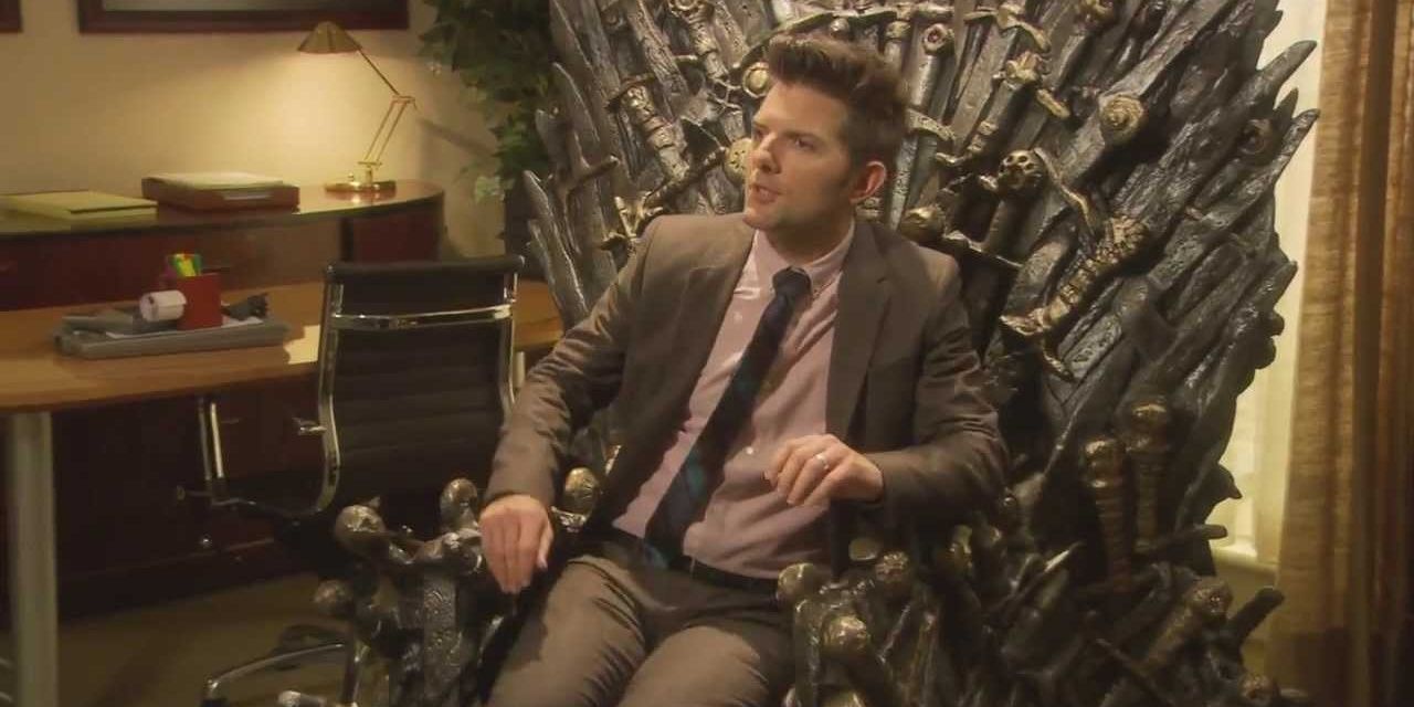 Ben sits on the Iron Throne in Parks and Recreation