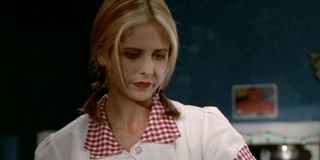 Buffy working as a waitress in Buffy the Vampire Slayer