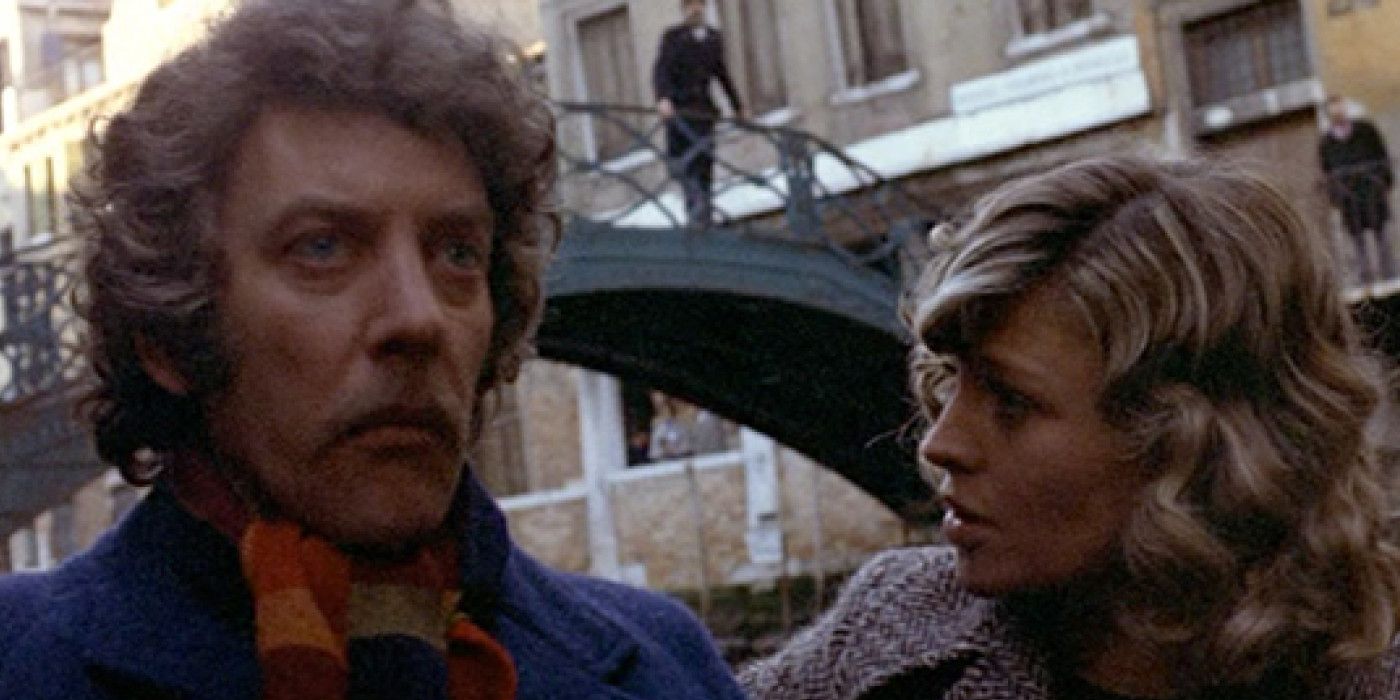 Donald Sutherland and Julie Christie walking through Venice in Don't Look Now