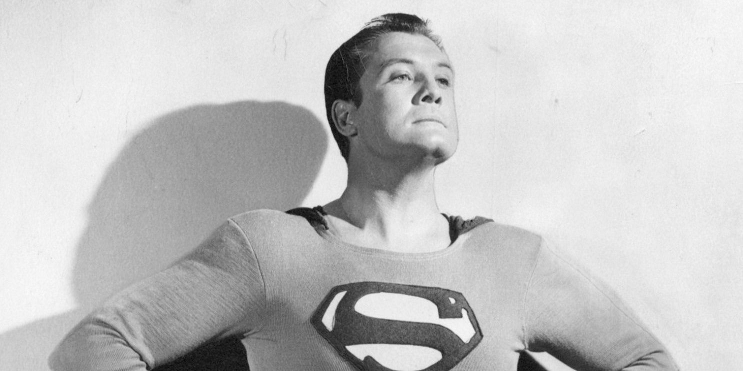 George Reeves posing as Superman