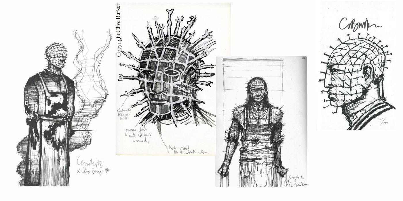 Hellraiser Pinhead original design sketches.