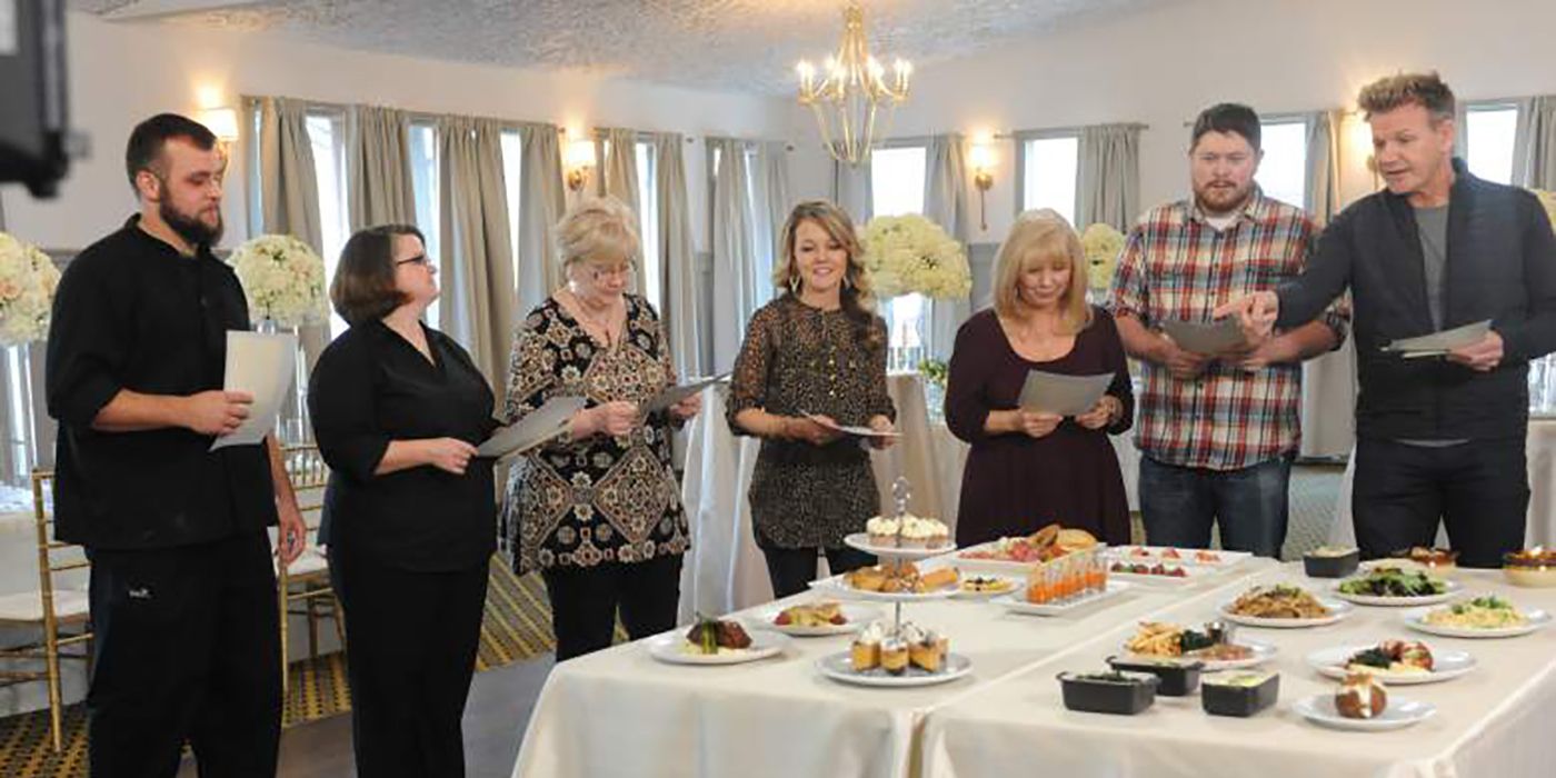 Gordon Ramsay meeting with staff and owners of Landoll&rsquo;s Mohican Castle