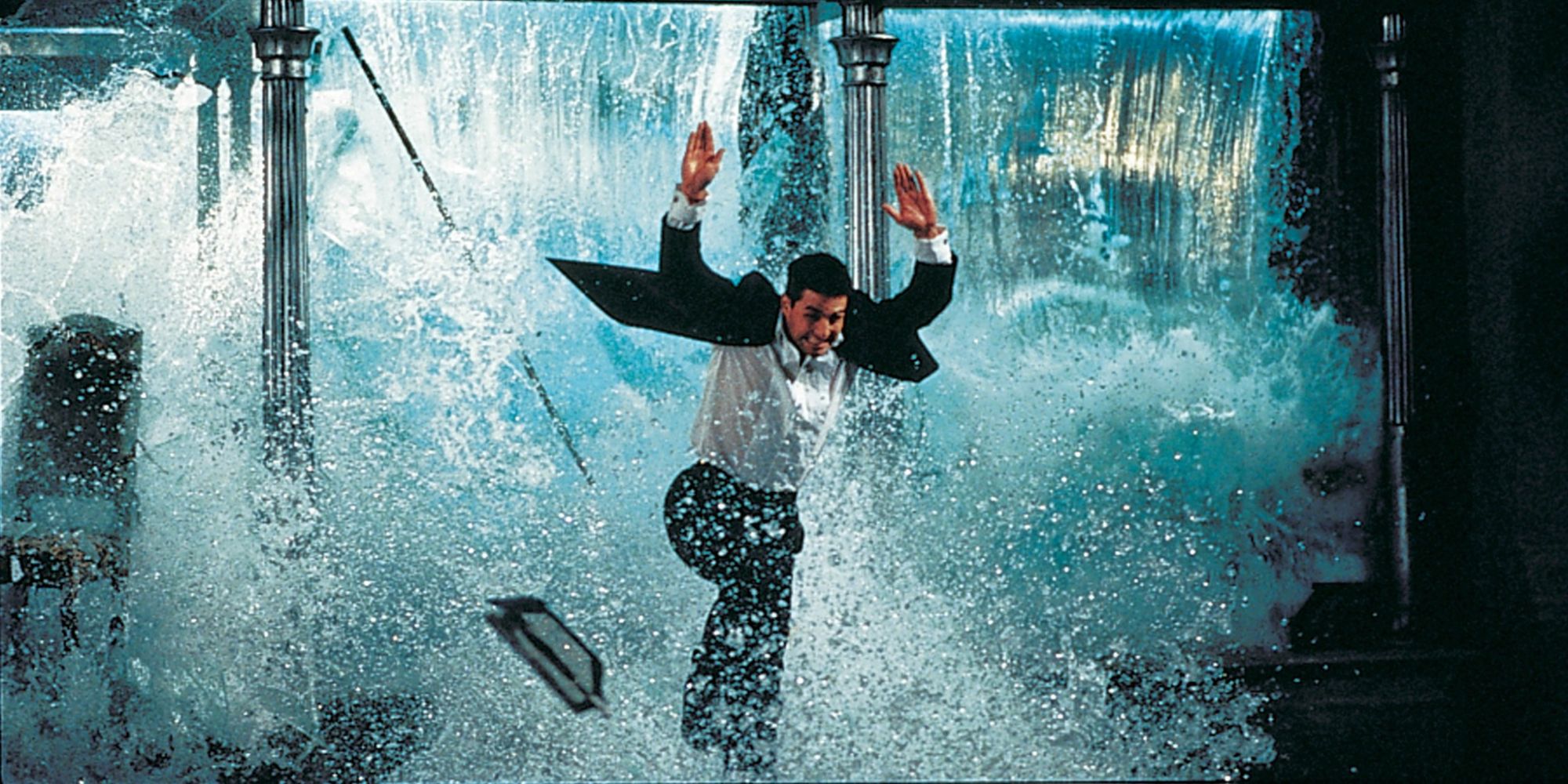 Breaking fish tank scene in Mission Impossible with Tom Cruise jumping