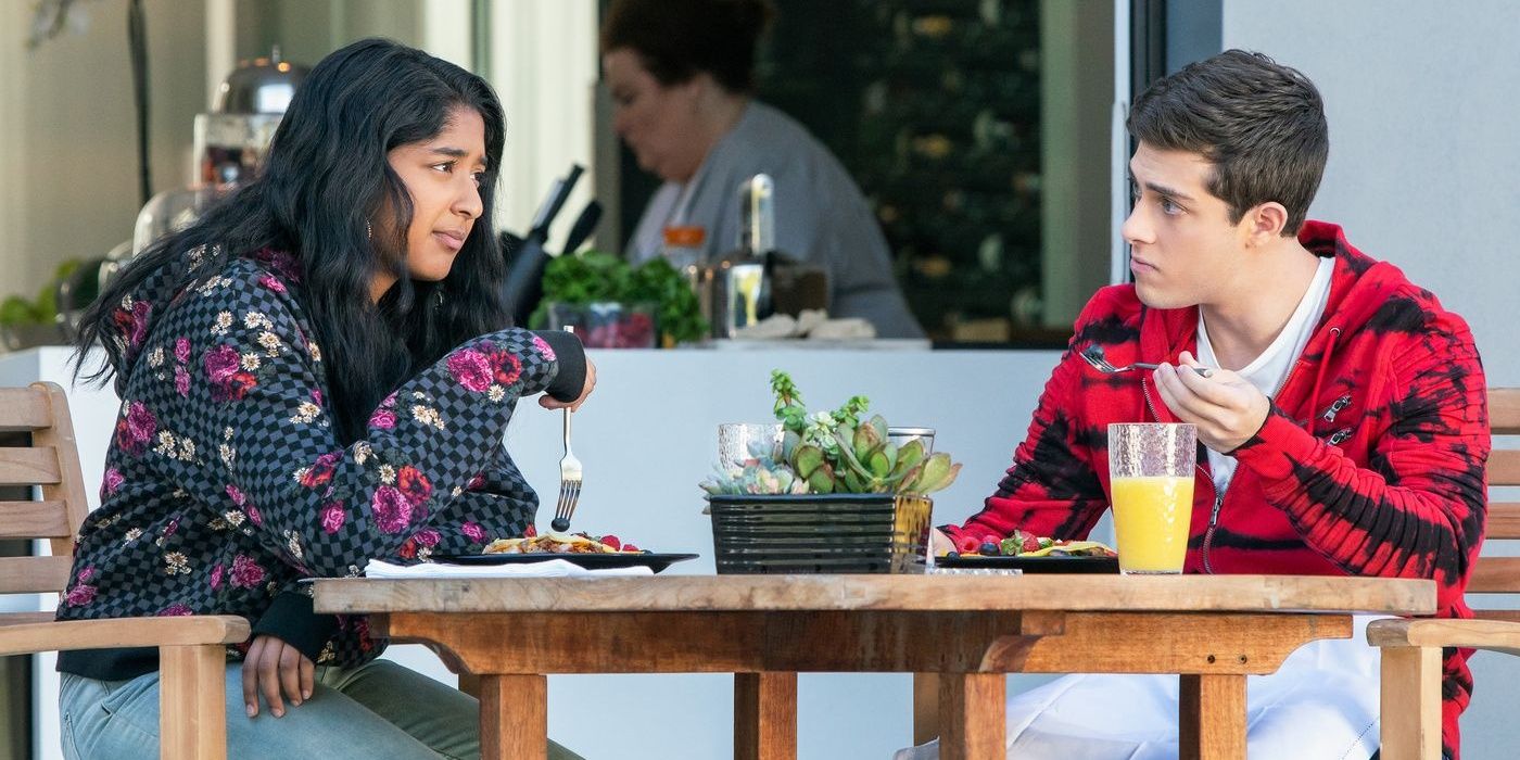 Devi and Ben eating in Never Have I Ever