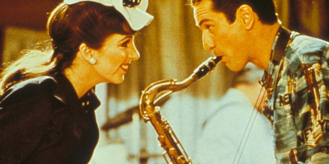 Robert De Niro plays a saxophone in New York, New York
