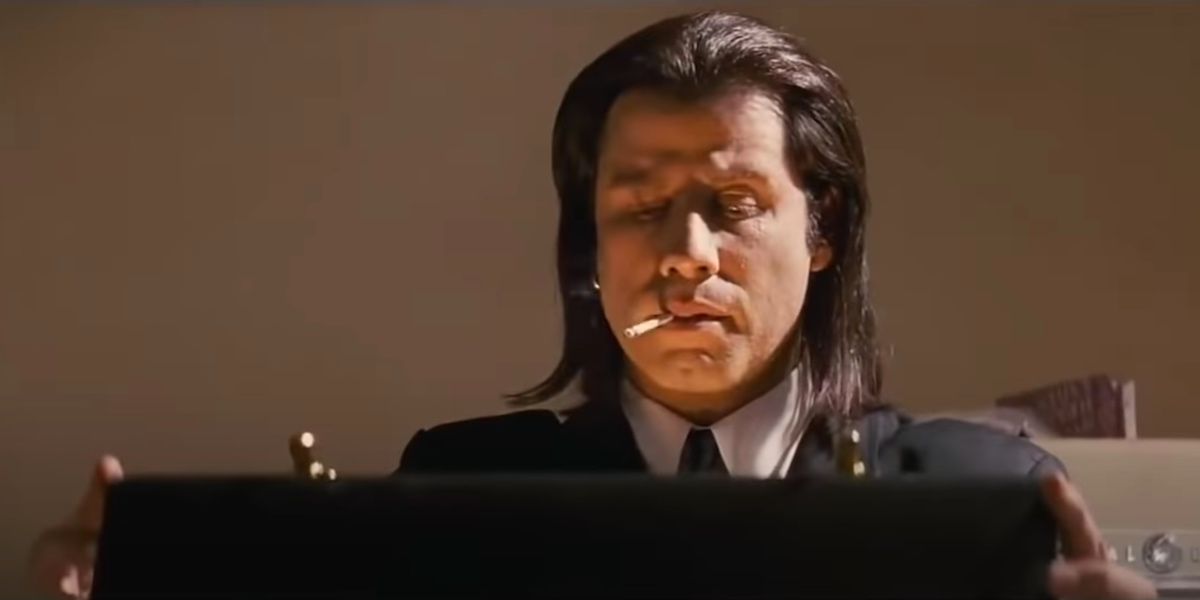 Vincent looks in the briefcase in Pulp Fiction
