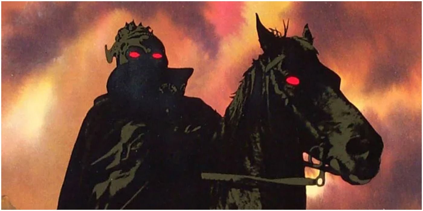 A ringwraith on a horse in Bakshi's Lord of the Rings
