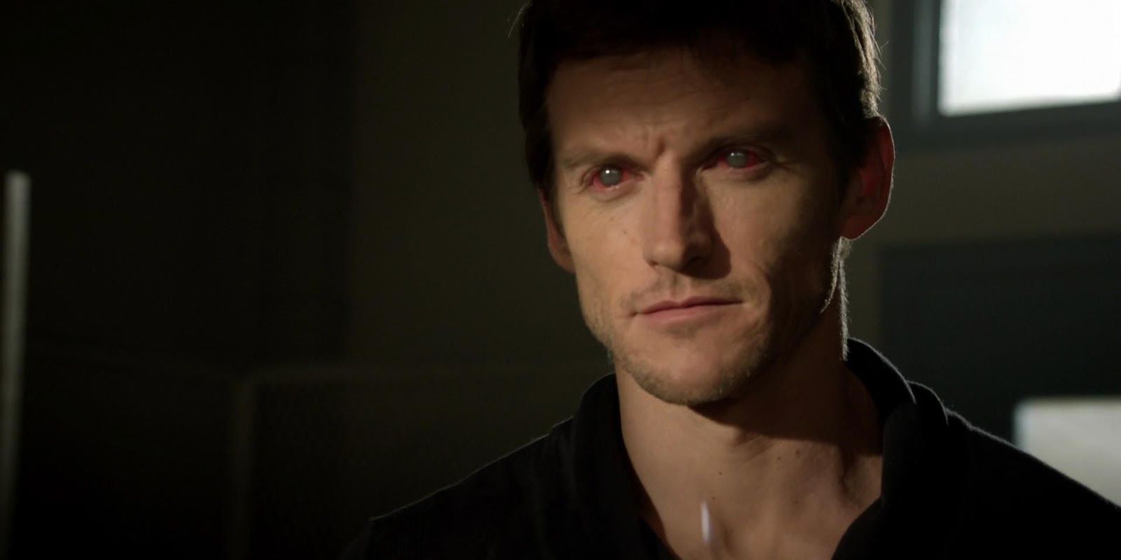 Deucalion with red eyes and coming out of the shadows in Teen Wolf