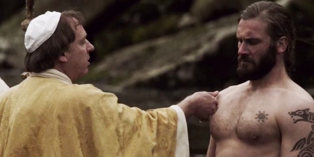 Rollo being baptized in Vikings