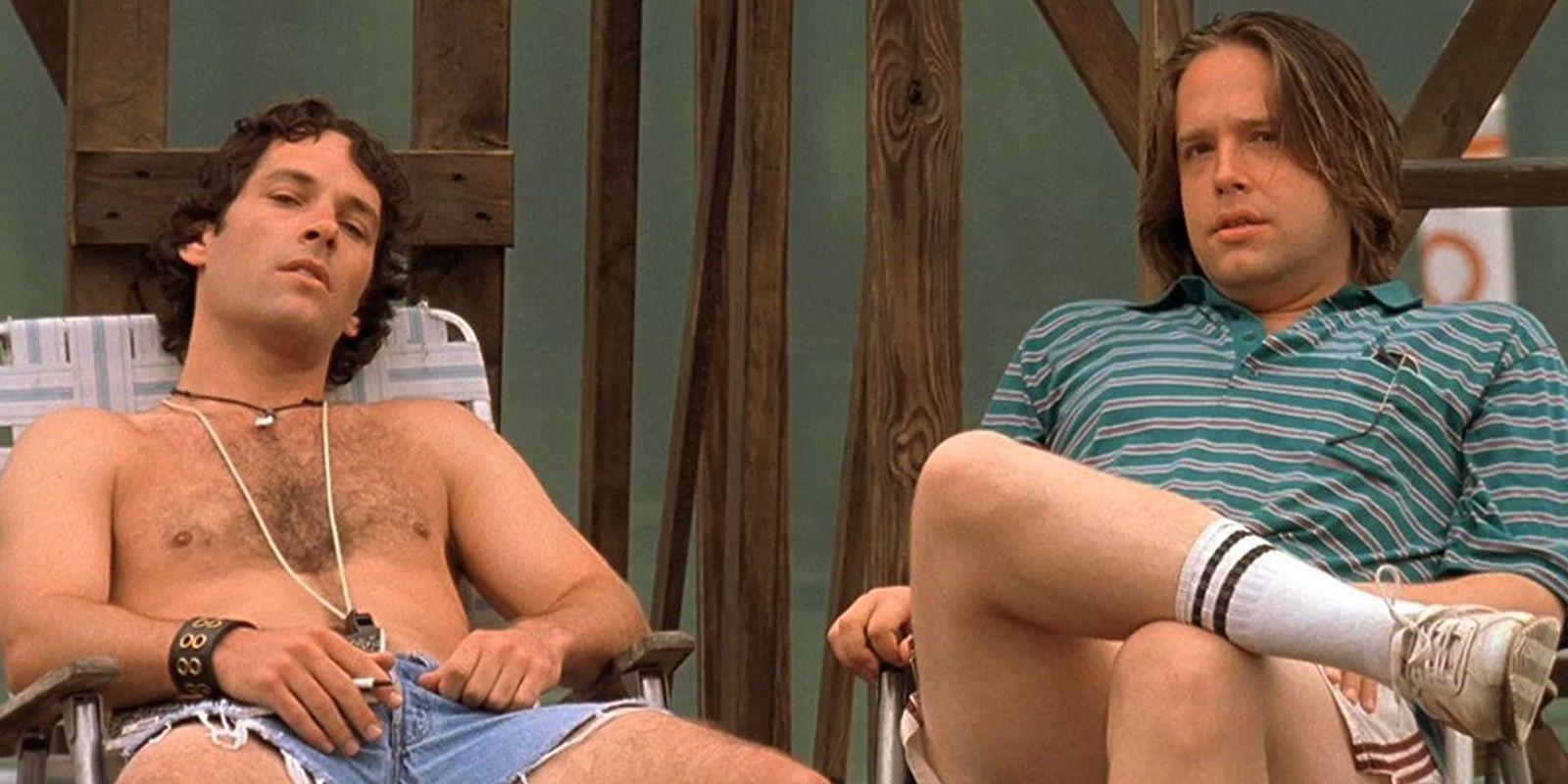Andy and JJ on the dock in Wet Hot American Summer.
