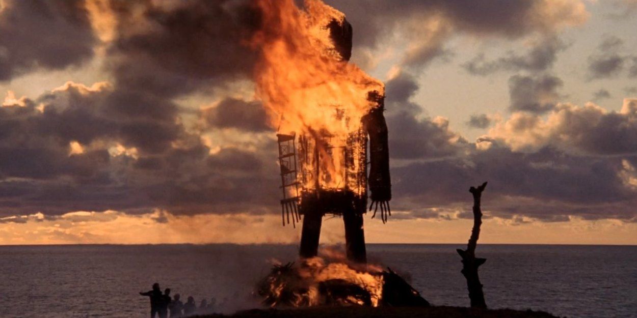 The Wicker Man burning at the end of the film