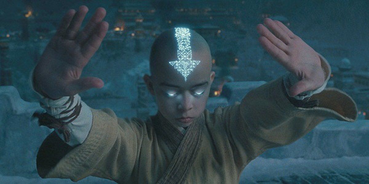Aang using his powers in The Last Airbender