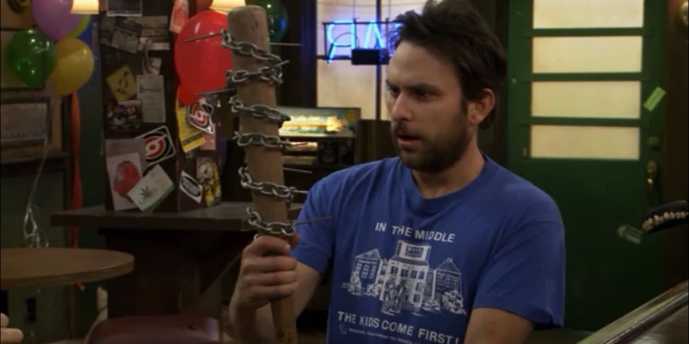 Charlie holding a bat in It's Always Sunny.